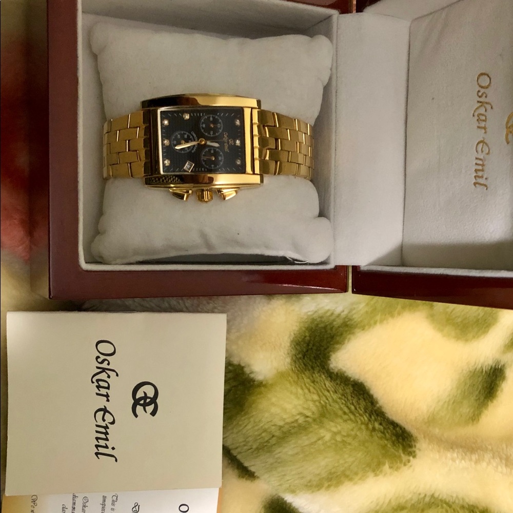 Oskar Emil gold plated and 7 diamond watch - Picture 3 of 7